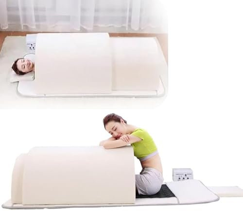 Far Infrared Sauna Dome for Personal Home Slimming and Detox SPA,360 Degree Complete Coverage Lying Down Portable Sauna Capsul with Tourmaline and Germanium Stones for Relax Therapy,White