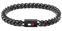 Tommy Hilfiger Jewelry Men's Chain Bracelet in Black Stainless Steel with the Iconic Flag - 2790649S