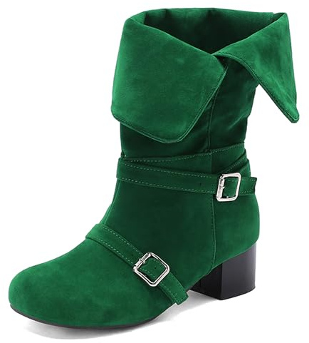 Bviennic Bottines Femme Talon Bloc Moyen Décontractée Bout Rond a Enfiler Slouch 2695 Vert Taille 47 Eu/49Cn
