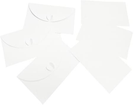Set 48 Buste con 48 Bigliettini totale 96 pezzi, Formato 11 x 17,5 cm, Chiusura a Cuore, Eleganti per Inviti Matrimonio, San Valentino, Anniversari, Eventi Speciali, Bianco, Oro, Argento (BIANCO)