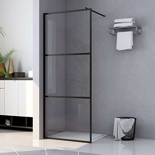Mampara de ducha con cristal templado transparente de 80 x 195 cm como mampara moderna con perfil ajustable y marco de aluminio para ducha a ras de suelo