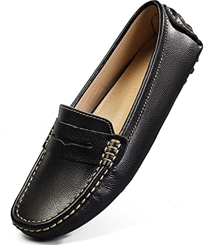 Artisure Women's Classic Handsewn Black Genuine Leather Penny Loafers Driving Moccasins Casual Boat Shoes Slip On Fashion Office Comfort Flats 8 M US SKS-1221HEI80