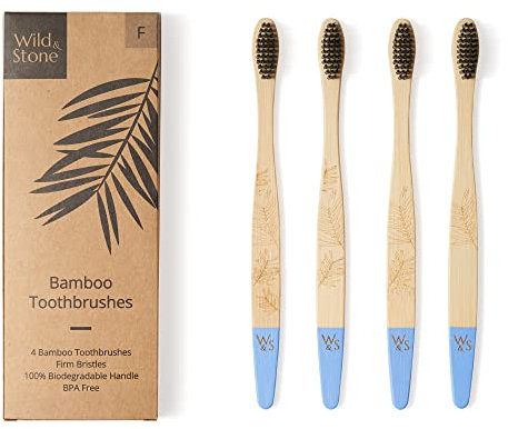 Wild & Stone | Bio-Bambuszahnbürste für Erwachsene | Vier verschiedene Muster | Dupont-Faserborsten | 100% biologisch abbaubarer Griff | Vegane, umweltfreundliche Bambuszahnbürsten (Firma)