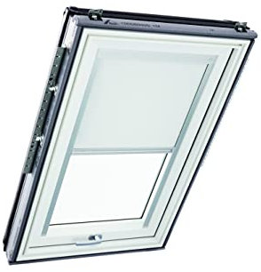 Original Roto Verdunkelungsrollo ZRV - Nahezu vollständige Verdunkelung - Führungsschiene Silber - Dachfenster Baureihe Designo R6/R8, i8 und Classic 64/84 - Größe 054/118 | 05/11 - Stofffarbe Weiß