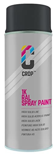 CROP Peinture en bombe RAL 7021 Noir-gris - Couverture élevée, Séchage rapide, 100% inaltérable - Auto, Moto & Bricolage - Givré - 400ml