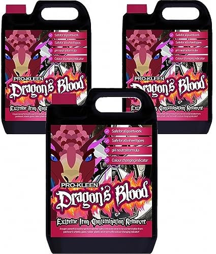 Pro-Kleen Dragon's Blood Extreme Iron Contamination Fallout Remover - Safe for Use on all Wheel Types -Super Concentrated, pH Neutral, Alloy Wheel Rim Cleaner (3 x 5 Litres)