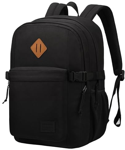 SUPACOOL Casual Backpack for Men and Women, School Backpack for Boys, Girls and Kids, Laptop Compartmen(Black)