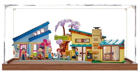 Figures Display Box für LE-GO für 42620 Familienhäuser Acryl staubdicht transparent benutzerdefinierte Vitrine (kein Modell) (Holz+2 mm)