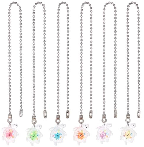 BENECREAT 6 couleurs Chaîne de Ventilateur de Plafond Tortue 34.5cm Rallonge de Chaîne de Traction en Plastique pour Corde de Ventilateur en Forme Extension de Charme Lampe D'Éclairage