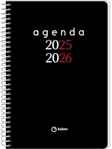Q Kalon - Agenda Scolastica 2025 2026 - Giorno per Pagina, Formato A5 (15x21 cm), Spagnolo e Inglese, Settembre-Giugno, Chiusura a Spirale, Copertina Flessibile con Protezione in Plastica - Planner