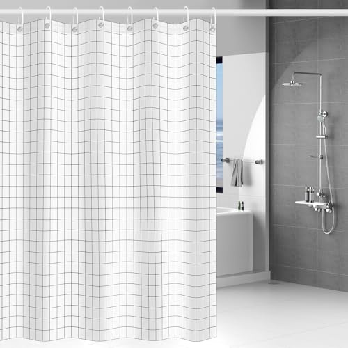 Cortina de Ducha Antimoho, 180X200cm Cortinas de Baño de Tela con 10 Ganchos, Cortina de Ducha Impermeable, Lavable Cortina Bañera, Antibacteriano Secado Rápido, para Baño, Bañera