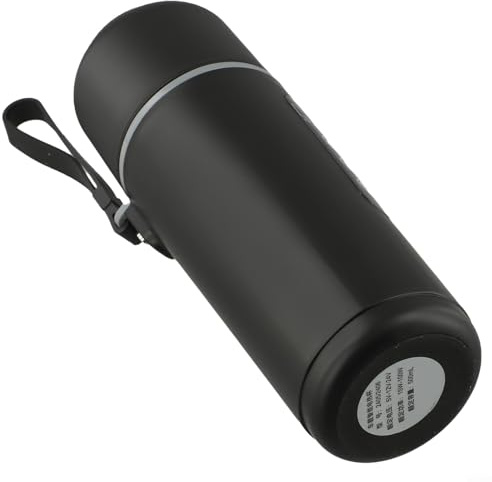 Oniissy 500 ml bärbar elektrisk resevattenkokare med LCD-skärm för 12 V/24 V bil- och USB-ström, rostfritt stål isolerad design för bilresor och utomhus (svart)