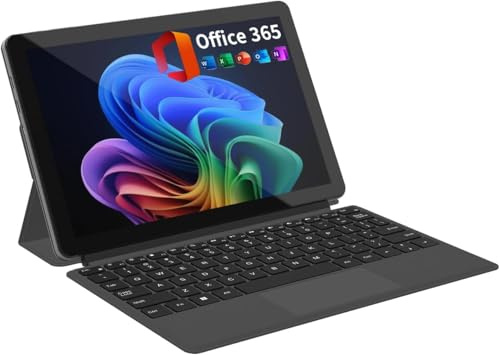 2-in-1 Laptop/Tablet (2026), 10.1 FHD IPS Touchscreen, 1-Year Office 365 | 8GB RAM 256GB SSD, Windows 11 Tablet with Magnetic Keyboard, 6500Y CPU, USB-C, 2 Speakers, for Home Office Students Business