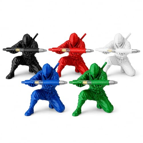 PEKJDS 5 Piezas Portalápices Ninja, Organizador de Escritorio Guerrero Ninja Impreso en 3D con Espada y Armas, Soporte Creativo para Lápices, Decoración de Oficina y Escritorio