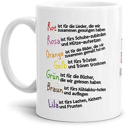 Tassendruck Geschenk Tasse für Kinder mit Spruch zum Kitaabschied - Danke für die Kitazeit - Abschied Kita/Geschenkidee Erzieherin Schulkind/Erinnerung - Weiß