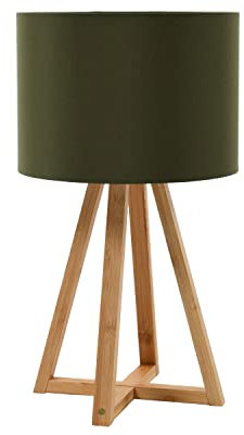 7H SEVENON Deco - Lámpara de Mesa EKO, Bambú/Tela TC, Salón, Comedor, Dormitorio, Recibidor, Diseño Moderno, 40W Potencia, Casquillo E14, Dimensiones Ø25x45cm (diámetro x Altura)