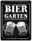 Biergarten Metallschild XXL in 28x38 cm mit zwei Bierkrügen im Used-Look modernes Blechschild für den privaten Biergarten um mit Freunden im Hinterhof oder auf der Terrasse einen