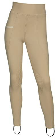 LeMieux Pull On Jodhpurs for Girls & Young Riders - Equestrian Riding Tights - Full Seat Youth Horseback Riding Gear (Beige / 13-14 Years)