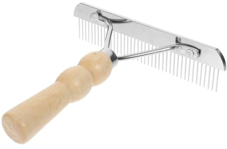 POPETPOP Horse Grooming Tool: Horse Mane and Tail Brush with Wood Handle - Combs for Pet Shedding, Dematting Brush Rake Comb for Sheep, Dog and Pet Grooming