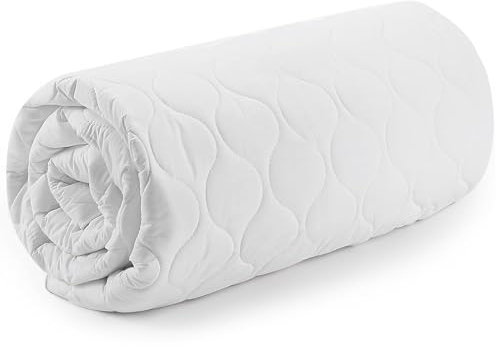 LivinEase Protector de colchón Acolchado Ajustable Doble, Protector de colchón (Blanco, 140 x 200 + 30 cm)