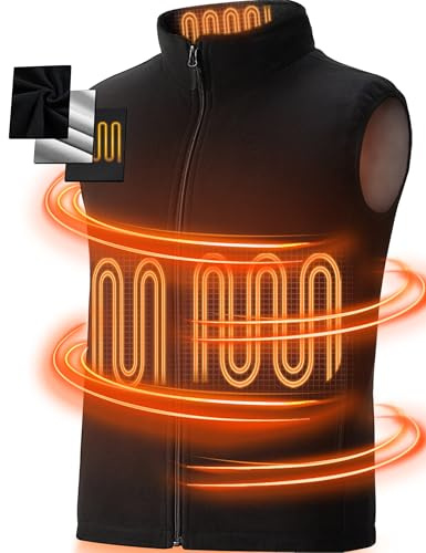 SOLJIKYE Gilet Riscaldato Uomo Donna, Giubbotto Riscaldato Morbido e Caldo, Giacca Riscaldata con 3 Temperature (Batteria Escluso). Giubbino Riscaldato per Escursionismo Ciclismo Caccia,Nero, L