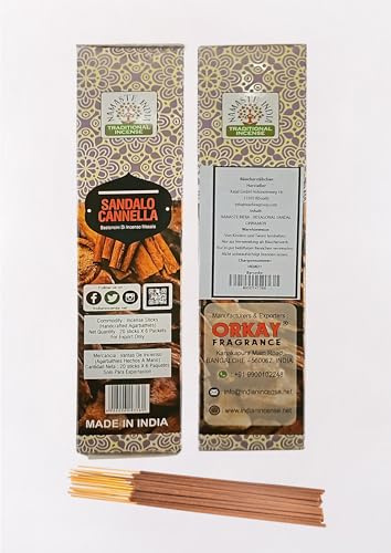 Namaste India Sandelholz + Zimt Räucherstäbchen 120 Stück - Hexa 6 Packungen mit je 20 Stäbchen | Premium-Qualität für Haus, Büro, Yoga, Meditation, Entspannung und Heilung