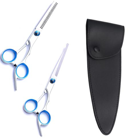 2 Stück Friseurschere, Scharfes Friseurscheren Set, Edelstahl Friseurschere, Professionell mit Schutzhülle, Friseurschere, Friseur Ausdünnungsschere für Anfänger