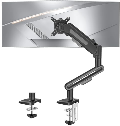 ELIVED Monitor Halterung für 17-34 Zoll Bildschirme, Einzelner Monitorarm hält 2-12 kg Monitor mit VESA 75/100mm, Höhenverstellbar Monitorhalterung mit Neigbar, Schwenkbar, Drehbar, Grau, EV3235B-G