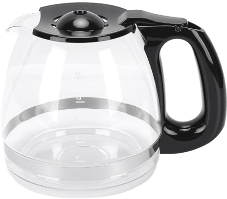 Yoidesu Glass Coffee Pot Replacement, Universal and Adjustable, Black Lid and Comfortable Handle, Coffee Pot Machine Glass Carafe Decanter Accessory with Easy Pour (Replacement for BD 12 Cup 1.8L)