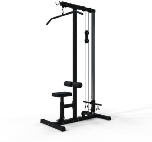 Bad Company Lattågstation inklusive tillbehör – latsdragmaskin för träning av överkroppen biceps triceps på kabeldragen – fitnessstation för hemmet kraftstation – BCA-27