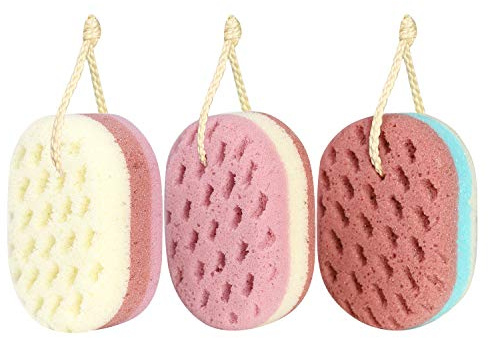 KECUCO 3 Pcs Bath Sponge for Women, Men, Adults, Kids. Sponge Loofah Body Scrubber Shower Sponge for Body Wash Bathroom, Body Sponge Bathing Accessories(Small Sizes)