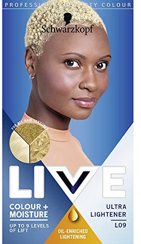 Schwarzkopf LIVE Colour + Moisture, Bleach, Permanent Blonde Hair Dye, Lightens Hair Up to 9 Levels, Ultra Lightener L09