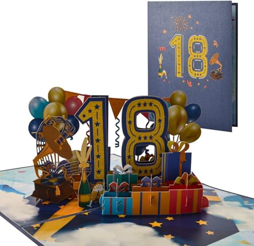 AIBAOBAO 18 Anni Biglietto Auguri Compleanno Pop Up 3D Biglietti Auguri Compleanno, Creativi Inviti Piegato per lei, Ragazzi e Ragazze, lui, Moglie, Sorella, Happy Birthday