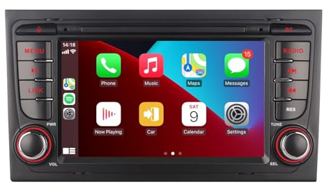 Car Stereo Compatible with Wireless Carplay/Android Auto for Audi A4 S4 RS4 2002-2008 SEAT EXEO with IPS Touch Screen/Bluetooth/Mirror Link/FM/AM/USB