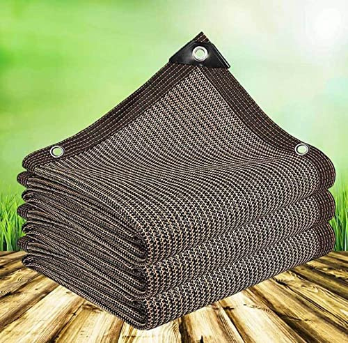 AuMarndi Toldo vela para pérgola, toldo de jardín, rectangular, malla reforzada, para jardín, pérgola, plantas, balcón, patio, marrón, 6 x 7 m