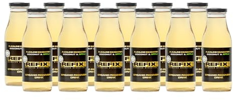 REFIX Recovery Drink - Alkaline Sea Water & Coconut Water Base, Low Calorie, Organic, No Sugar, Vegan, 78 Natural Electrolytes - Coconut & Apple - 16.9 FL OZ - Pack of 12 Bottles