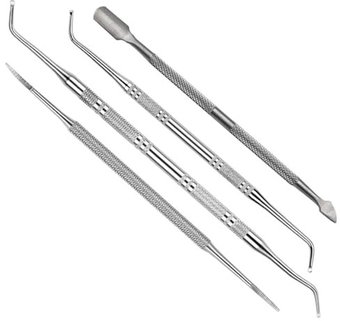 FDCGAS pedicura - 4 pcs Herramienta de pedicura, Profesional Uñas Encarnadas Levantador Cutícula para Pies, Acero Inoxidable Kit Kit de Herramientas de pedicura para Cuidados de Pedicura