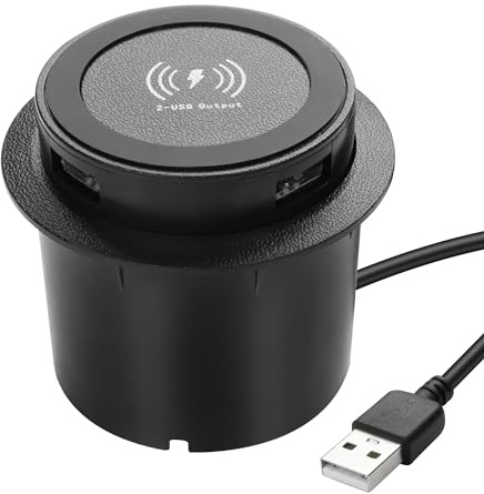 XMSJSIY Desktop Embedded Wireless Charger 3-in-1 Multifunktionale Pop-Up 10W Schnelle Aufladung Wireless Ladegerät USB Desktop Ladegerät Dual USB Aufladung für Smartphone für Nachttisch, Schreibtische