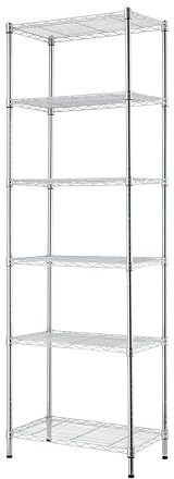 KG KITGARDEN - Estantería Metálica Decorativa de Acero Cromado y 6 Baldas, 180x60x35cm