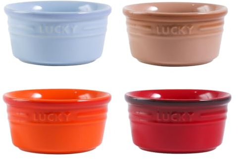 UIOPPOI Arcobaleno colorato Soufflé Ciotola da Forno Stampi in Porcellana Creme Brulée Stampi in Ceramica e Piatti per soufflé per Dolci da Forno Doppia Pelle Latte Uovo al Vapore A