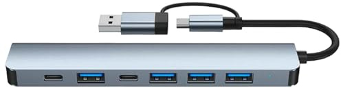 Wpsagek Hub USB C, estación de Acoplamiento USB C | Adaptador multipuerto Ethernet USB C | Estación de Acoplamiento 7 en 1 Transferencia de Datos de Alta Velocidad de 5 GBps Puertos de Datos USB-A
