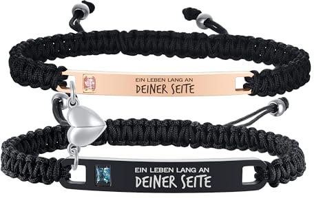 Gamtic Personalisierte Pärchen Armband Partnerarmbänder Geschenke - Edelstahl Armbänder Freundschaft Familie Armbänder mit Gravur für Freund Freundin Sie und Ihn Paare Herren Damen (EIN)