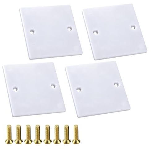 DCYQAIN 4 Pack Single Blanking Plates, 86x86mm UK Standard Thickened ABS Wall Blank Covers, Anti-Yellowing Scratch Resistant Electrical Socket Plates with 2 Size Mounting Screws for Home Office