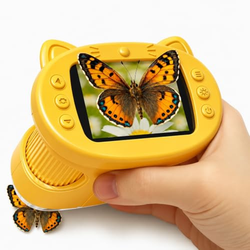 GMYGBY Microscope Enfant Portable 1000X, Microscope Numérique de Poche | Mini Microscope pour Enfants avec Écran IPS 2.4 Pouces, 8 LED, Photo & Vidéo, Jouet Scientifique Cadeau pour Garçons Filles