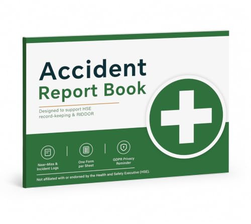 Workplace Accident Report Book A5, 120 Pages, HSE Incident Log