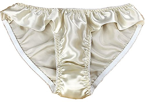 LSHARON Culotte sexy 100 % soie de mûrier pour femme, beige, S