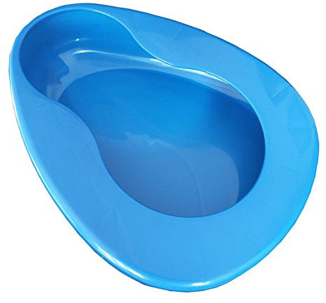 YUMSUM Firm Thick Stable PP Bedpan Heavy Duty Smooth Countoured for Bedbound Patient (Blue)