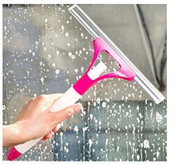 Window Squeegees with Spray Bottle,Glass Cleaning Wiper Rubber Blade Shower Screen Washer (Random Color)