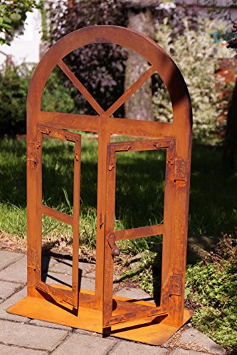 Edelrost Fenster Halbbogen groß Höhe 60 cm Nostalgiefenster zum Öffnen Sprossenfenster