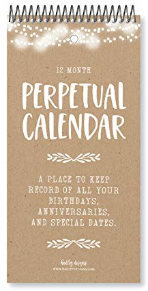Hadley Designs Rustic Perpetual Birthday, Anniversary, Special Event Reminder Calendar Book Journal for Important Family Date Day Remembrance Wall Hanging, Bday Birthdate Gift Card Planner Organizer